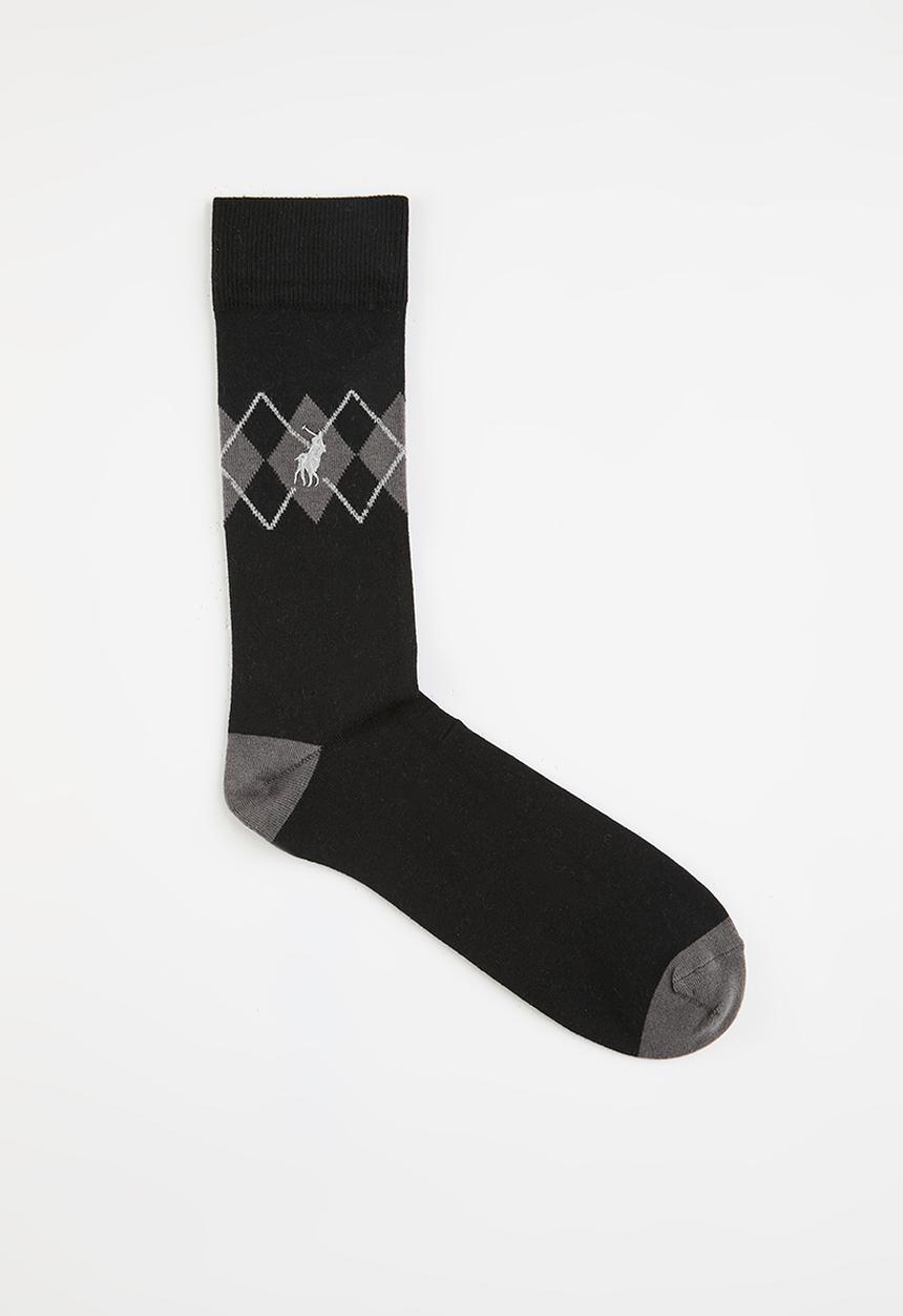 POLO - Contrast Argyle Crew Sock - Black Multi