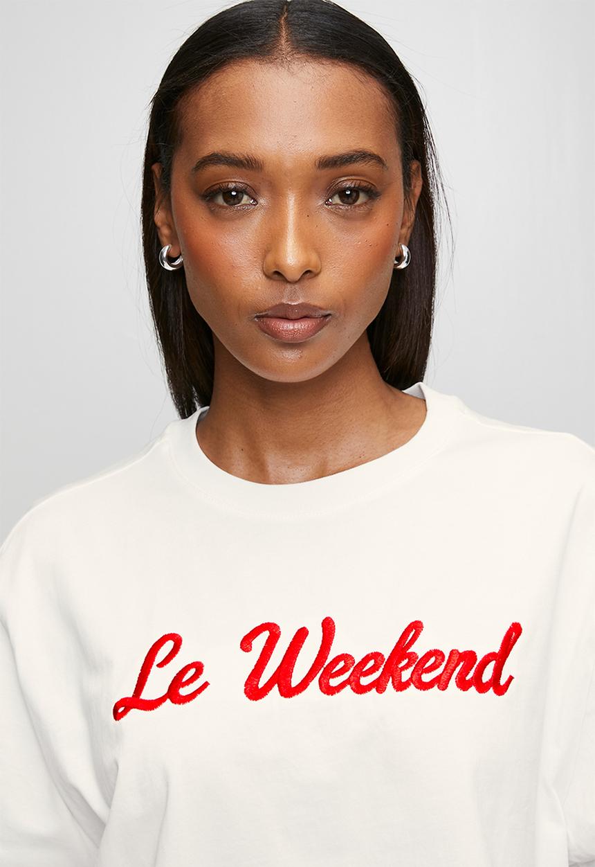 Me&B - La Weekend Red Print Tee - White