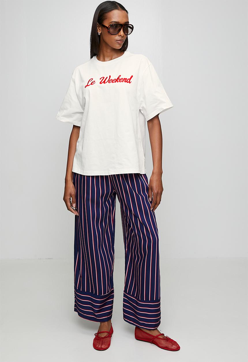 Me&B - La Weekend Red Print Tee - White