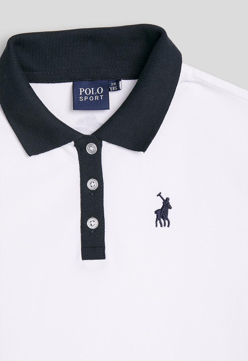 POLO - Girls Demi Colour Blocked Short Sleeve Golfer Dress - White