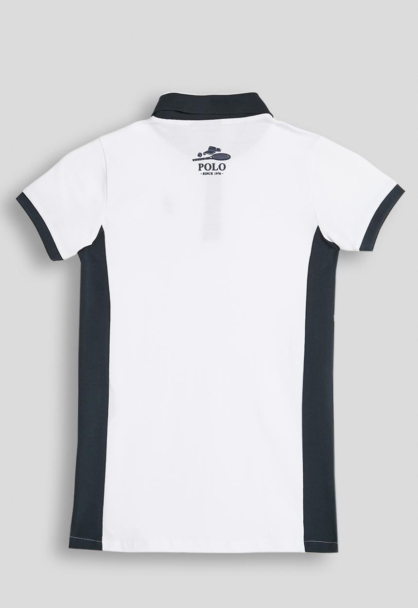 POLO - Girls Demi Colour Blocked Short Sleeve Golfer Dress - White