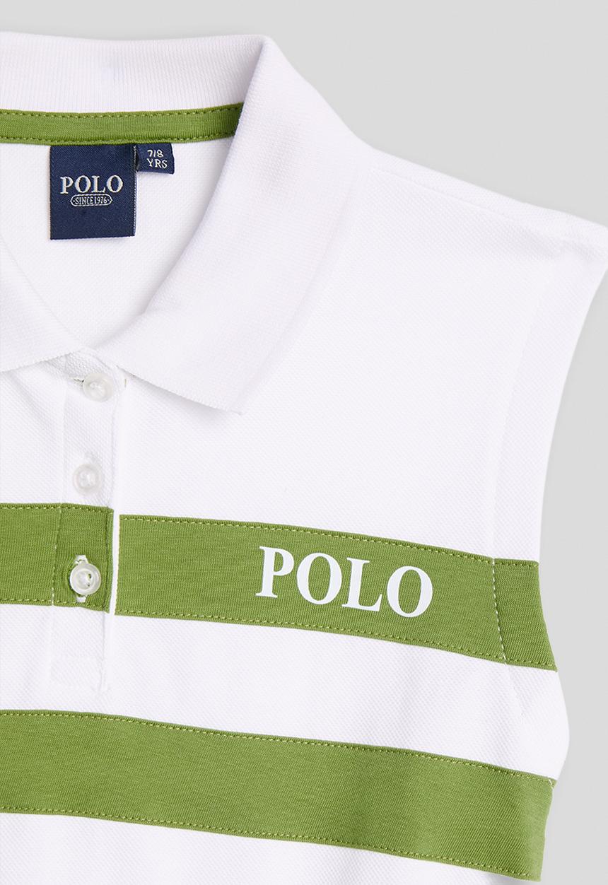 POLO - Girls Nandi Printed Stripe Dress - White