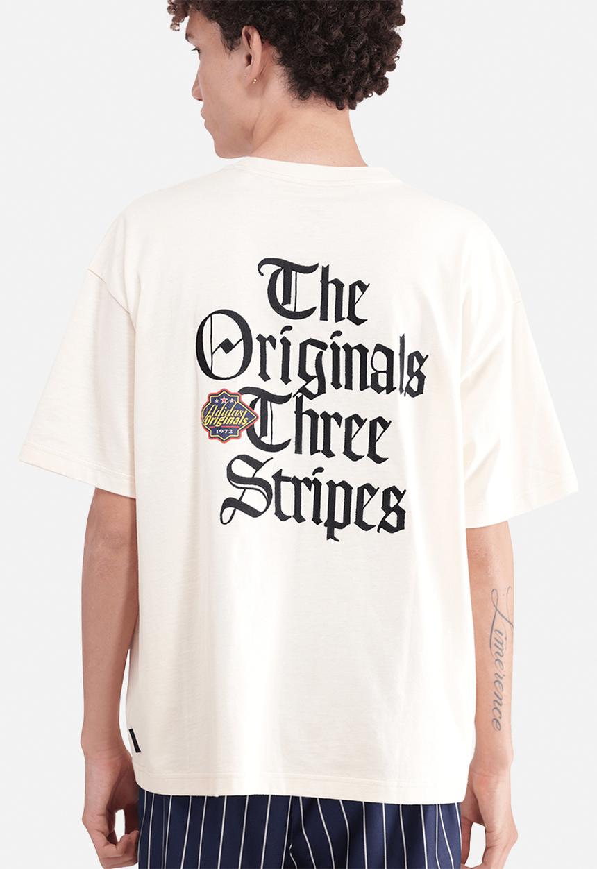 adidas Originals - Originals Three Stripes back print Tee - Warm Vanilla