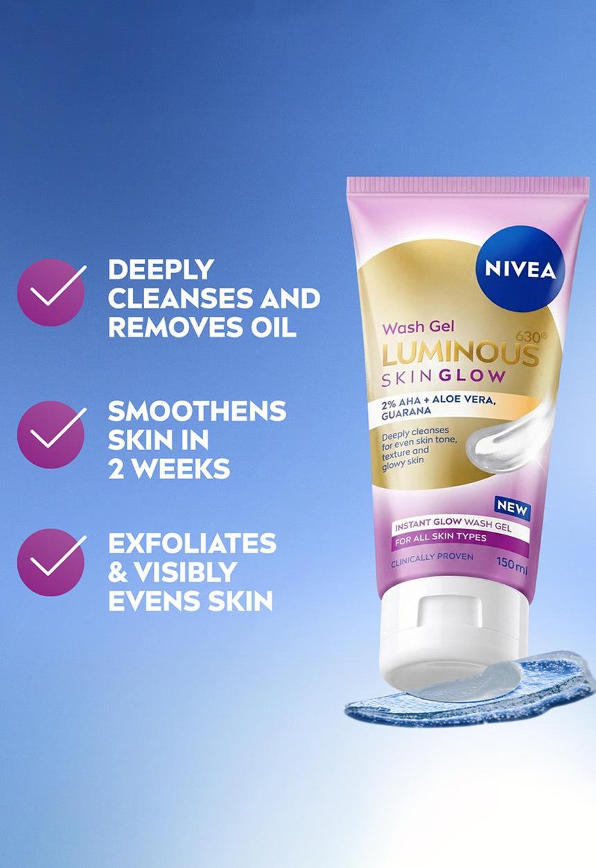 Nivea - LUMINOUS630 Instant Glow Cleanser Skin Glow Face Wash Cleansing Gel - 150ml