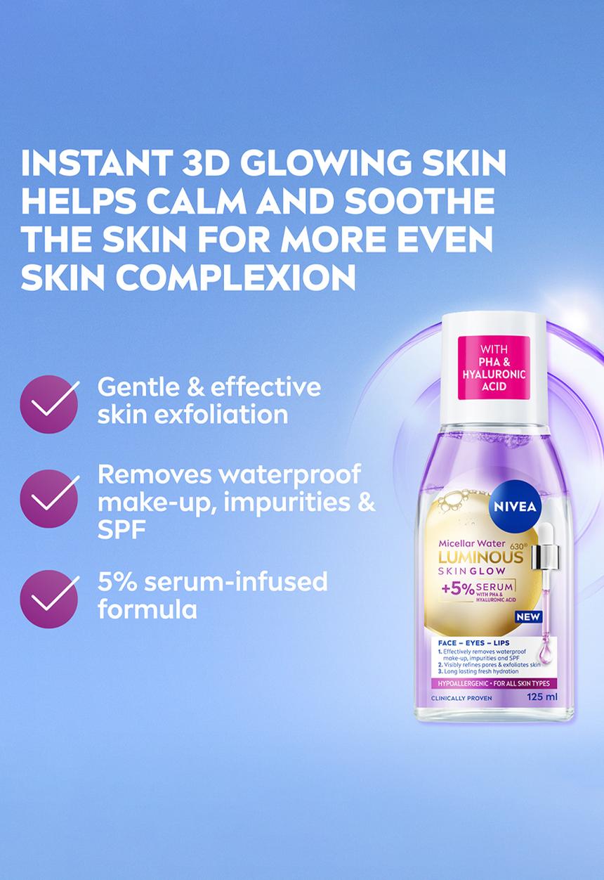 Nivea - LUMINOUS630 Skin Glow Micellar Water Effective Make-up Remover - 125ml