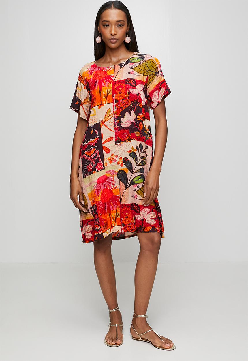 Izabel London - S/S Front Pocket Easy Wearing T-Shirt Dress - Orange