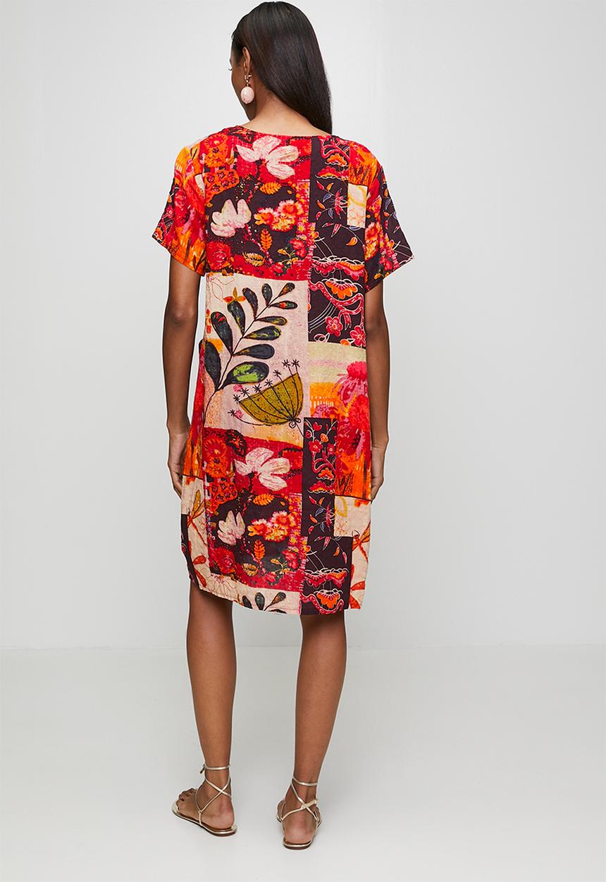 Izabel London - S/S Front Pocket Easy Wearing T-Shirt Dress - Orange