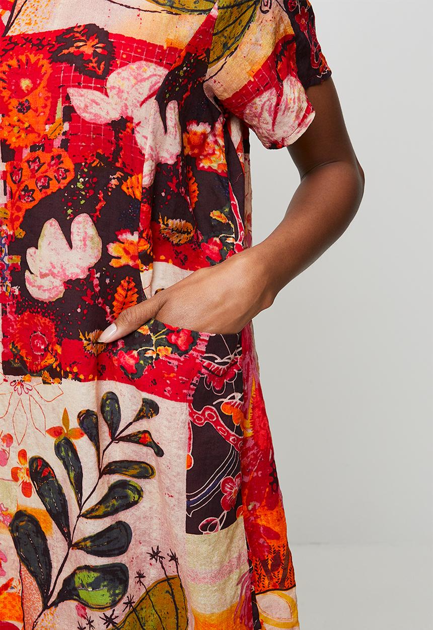 Izabel London - S/S Front Pocket Easy Wearing T-Shirt Dress - Orange