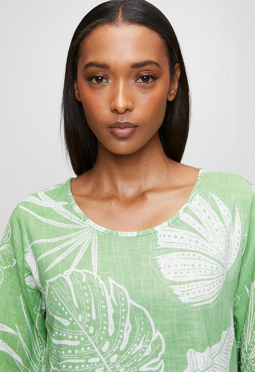 Izabel London - S/S Easy Wearing Printed Cotton Dress - Green