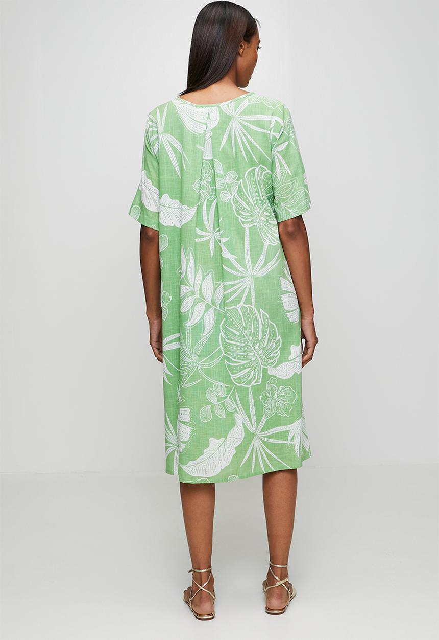 Izabel London - S/S Easy Wearing Printed Cotton Dress - Green