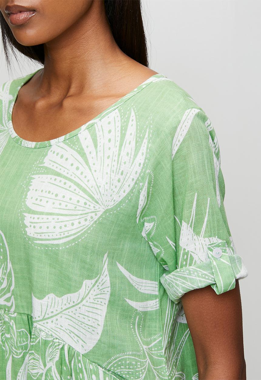 Izabel London - S/S Easy Wearing Printed Cotton Dress - Green
