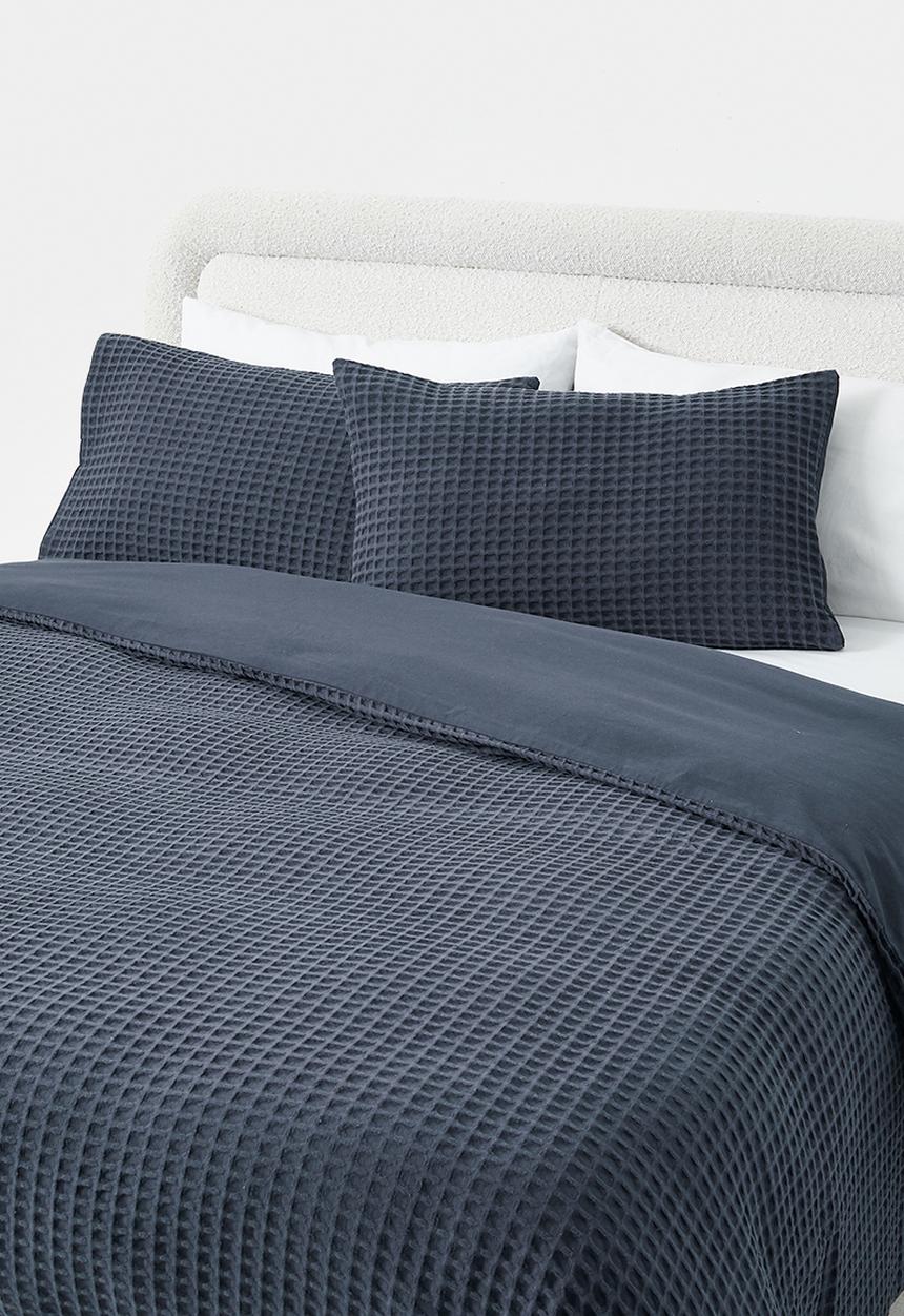 Sixth Floor - Mesa Cotton Waffle Duvet Cover Set Navy