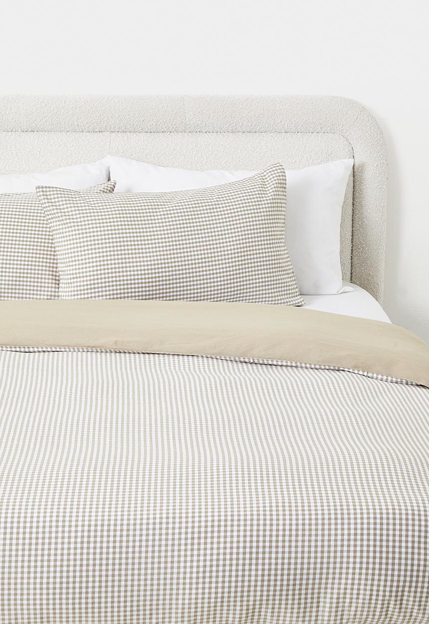Sixth Floor - Demi Cotton Yarn Dye Check Duvet Cover Natural & White