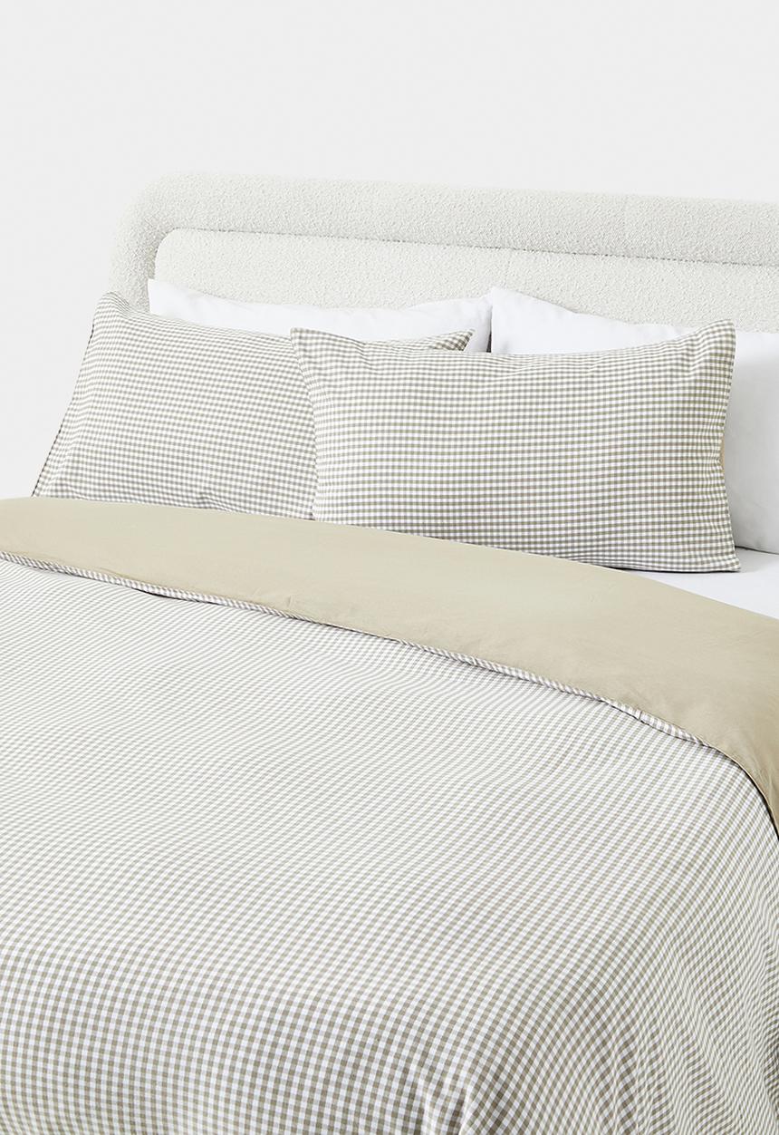 Sixth Floor - Demi Cotton Yarn Dye Check Duvet Cover Natural & White