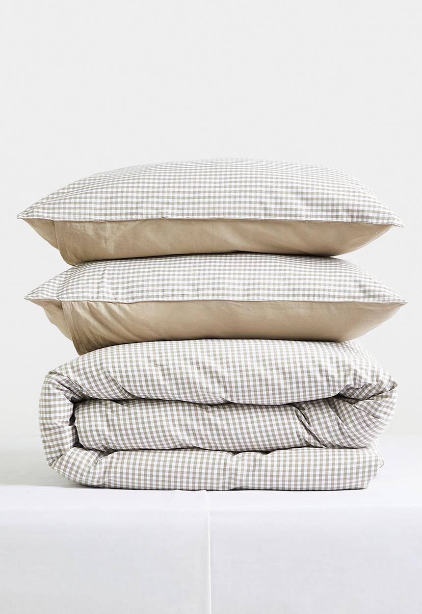 Sixth Floor - Demi Cotton Yarn Dye Check Duvet Cover Natural & White