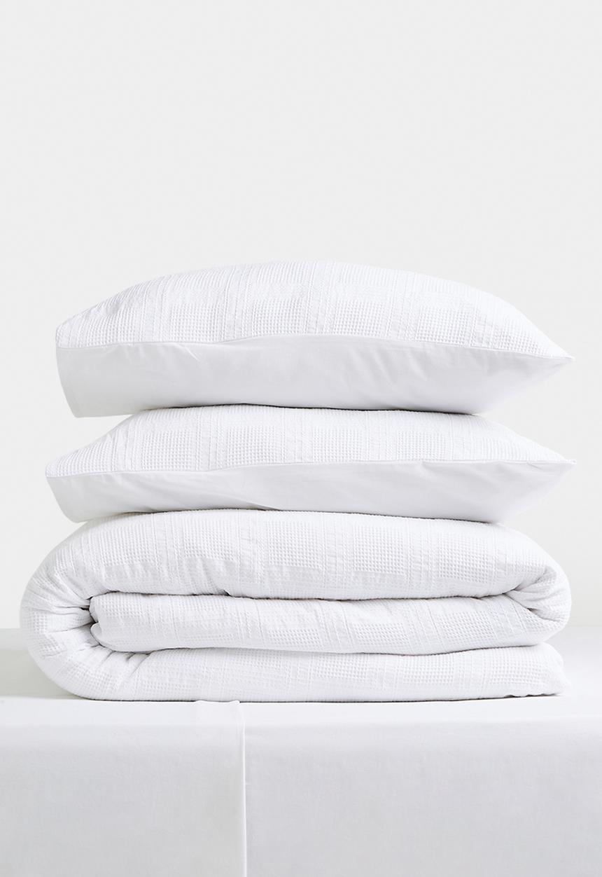 Sixth Floor - Verso Check Waffle Weave Duvet Set White