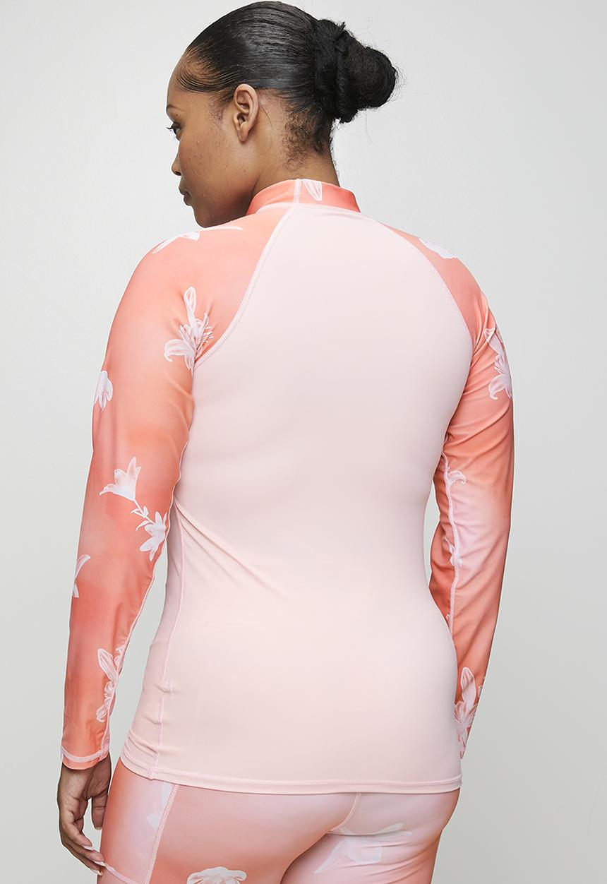 Lizzy - Plus ladies long sleeve rashie - floral sunset