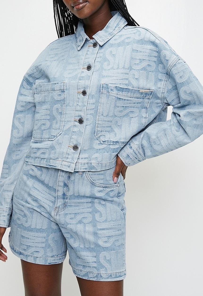Steve Madden - Ladies Jayda Jacquard Denim Shacket - Light Blue
