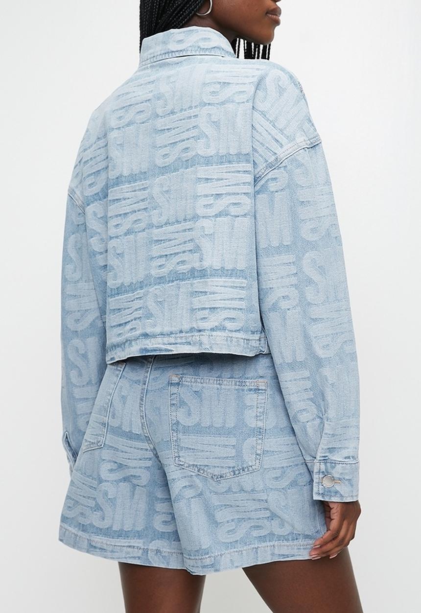 Steve Madden - Ladies Jayda Jacquard Denim Shacket - Light Blue