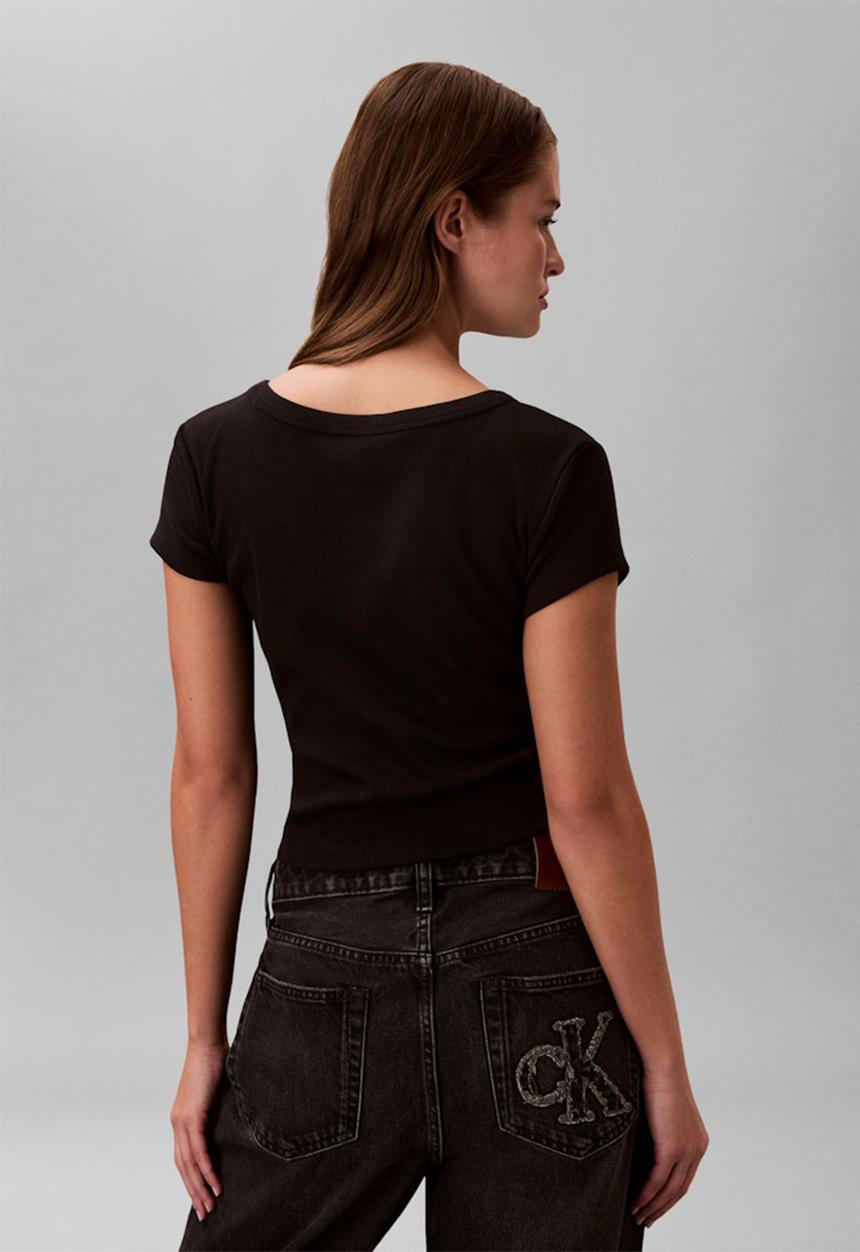 Calvin Klein - Woven label baby rib baby tee - black