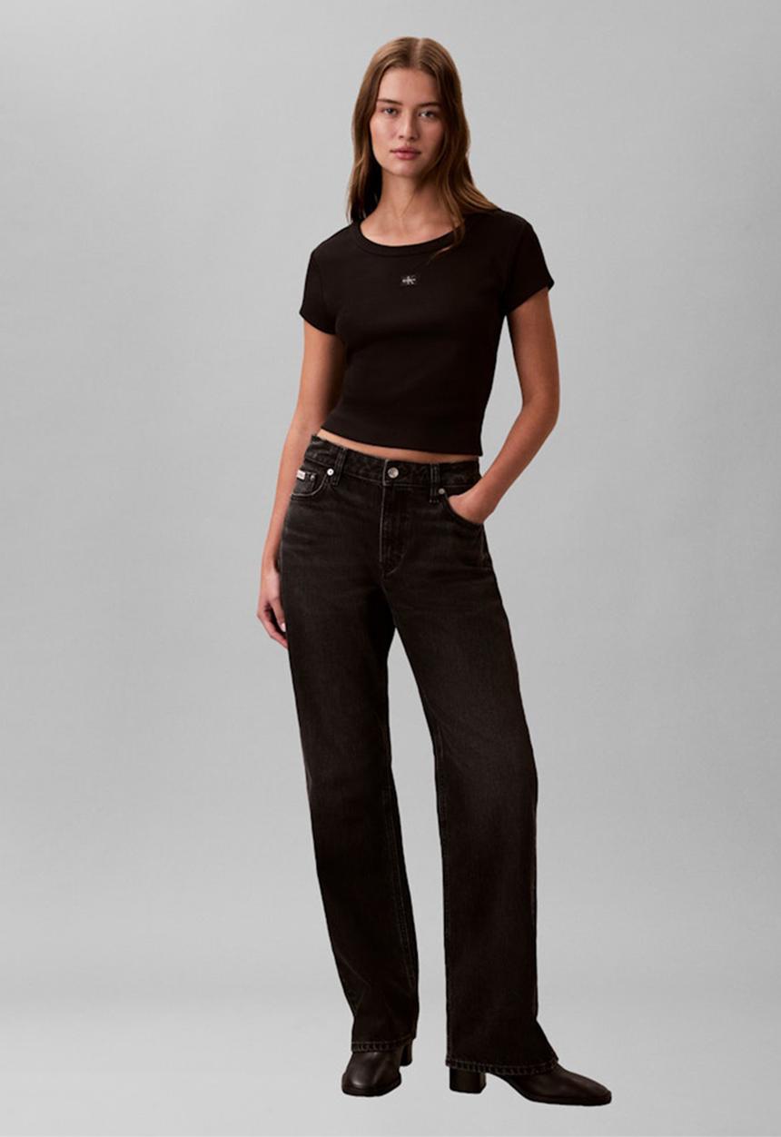 Calvin Klein - Woven label baby rib baby tee - black