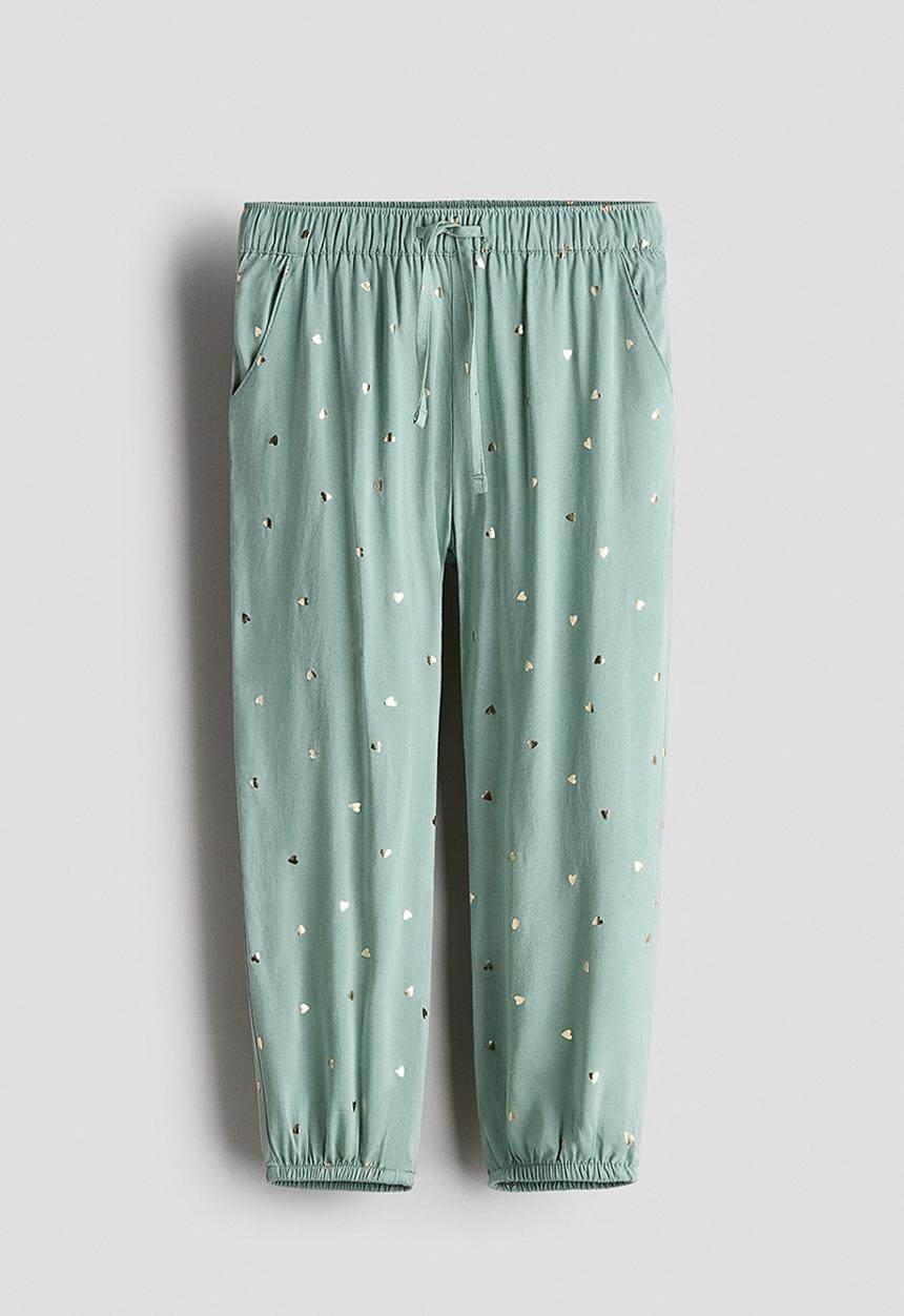 H&M - Woven joggers - light dusty green/hearts