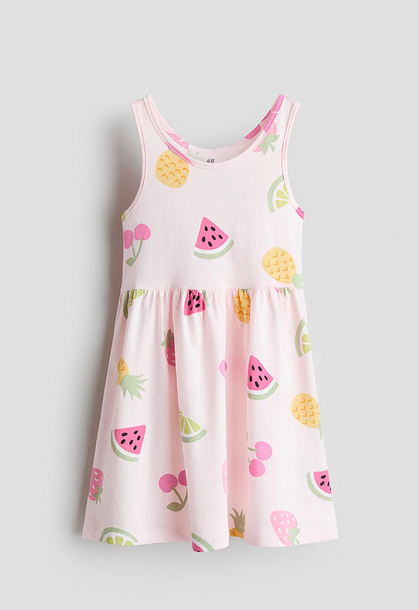 H&M - Patterned cotton dress - light pink/fruits