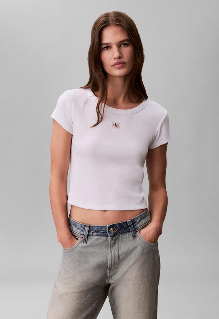 Calvin Klein - Woven label baby rib baby tee - bright white