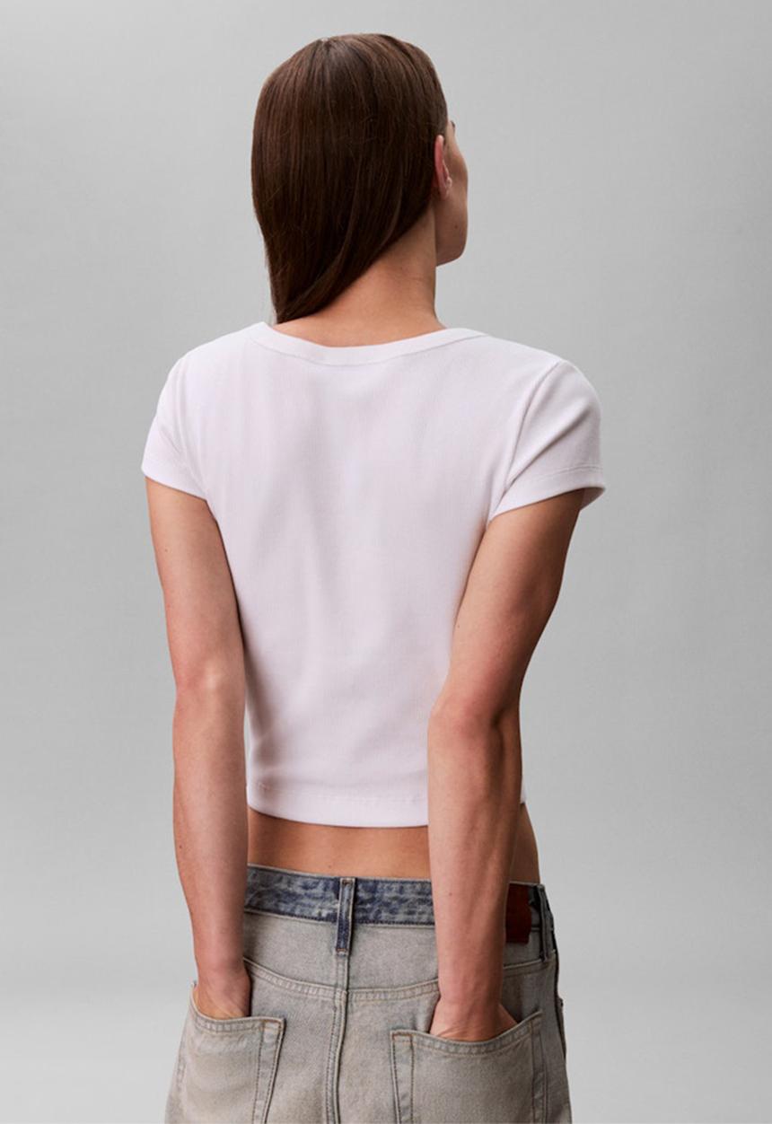 Calvin Klein - Woven label baby rib baby tee - bright white