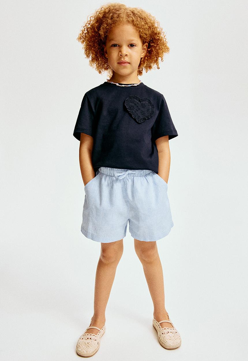 H&M - Linen-blend shorts - blue/striped