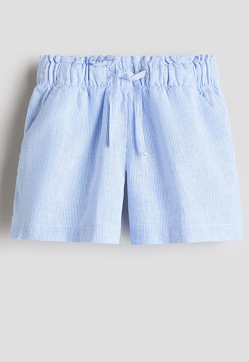 H&M - Linen-blend shorts - blue/striped