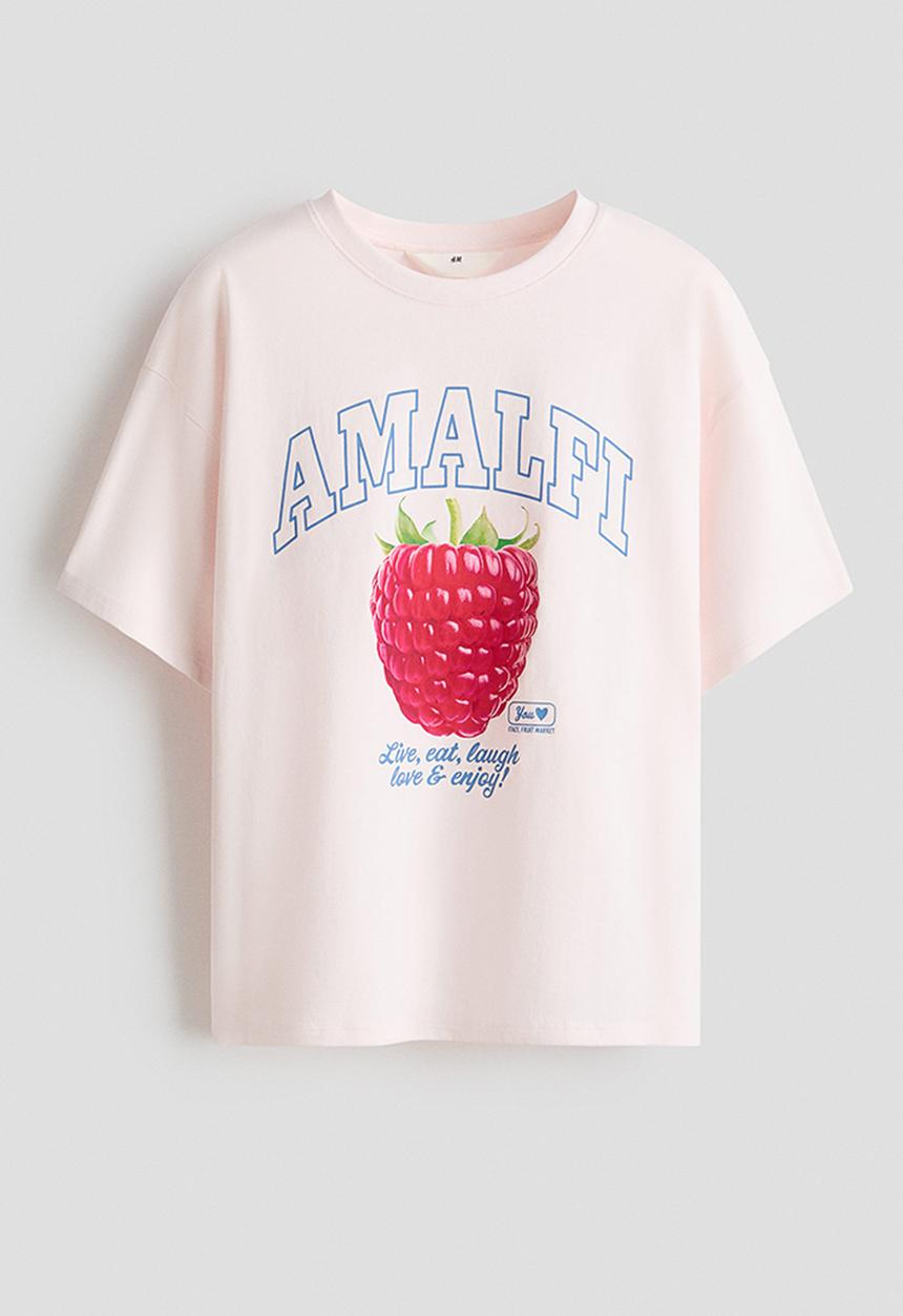 H&M - Oversized cotton t-shirt - light pink/amalfi