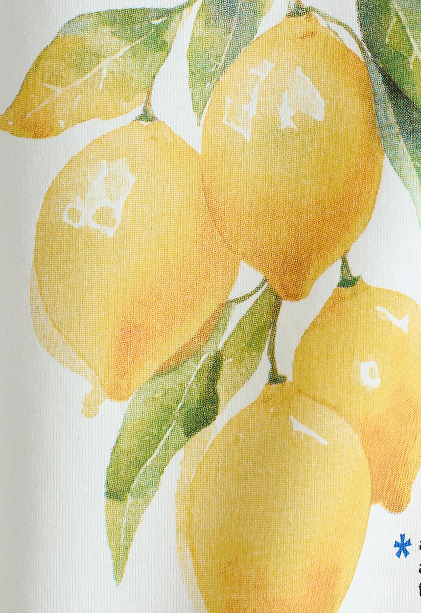 H&M - Oversized cotton t-shirt - white/lemons