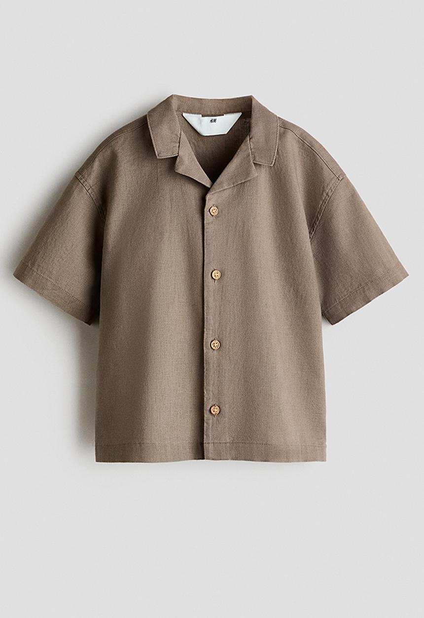 H&M - Linen-blend resort shirt - mole