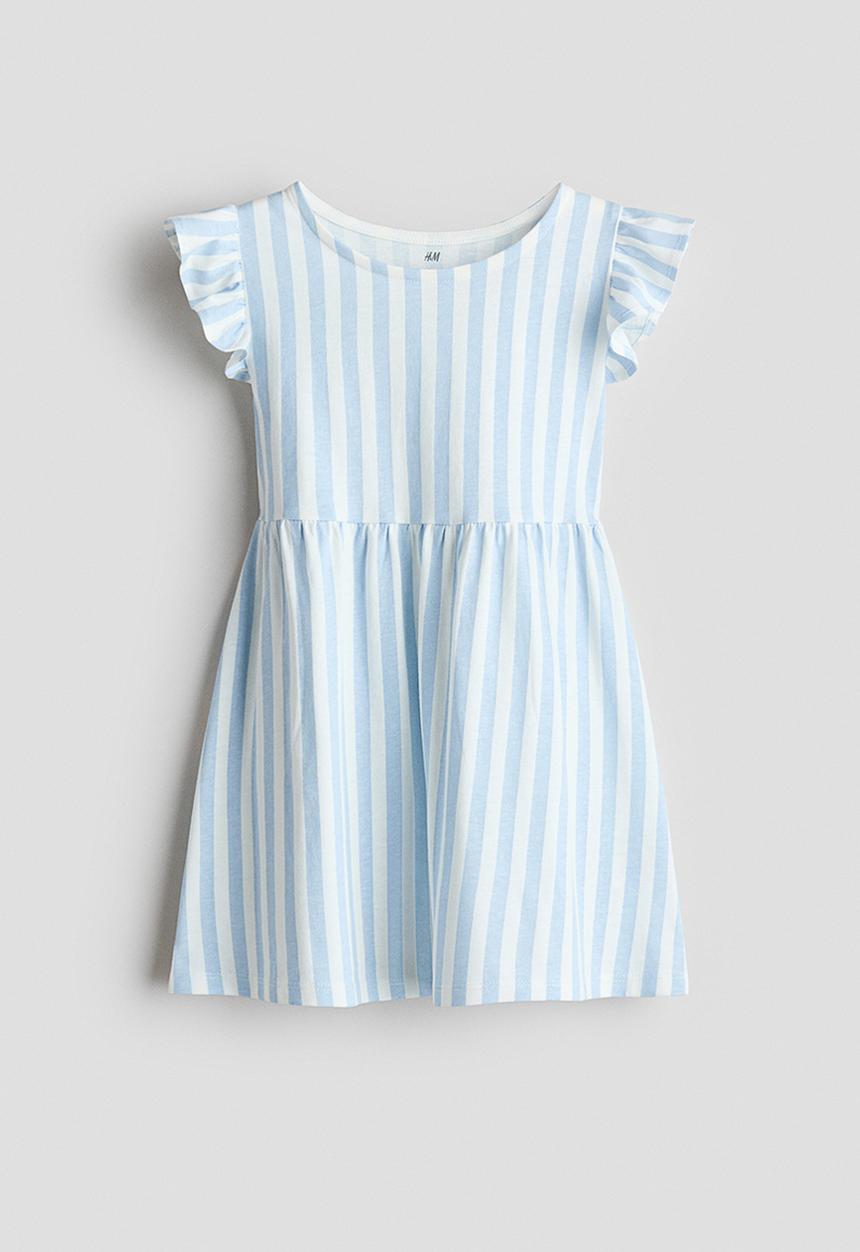H&M - Printed cotton dress - light blue/striped