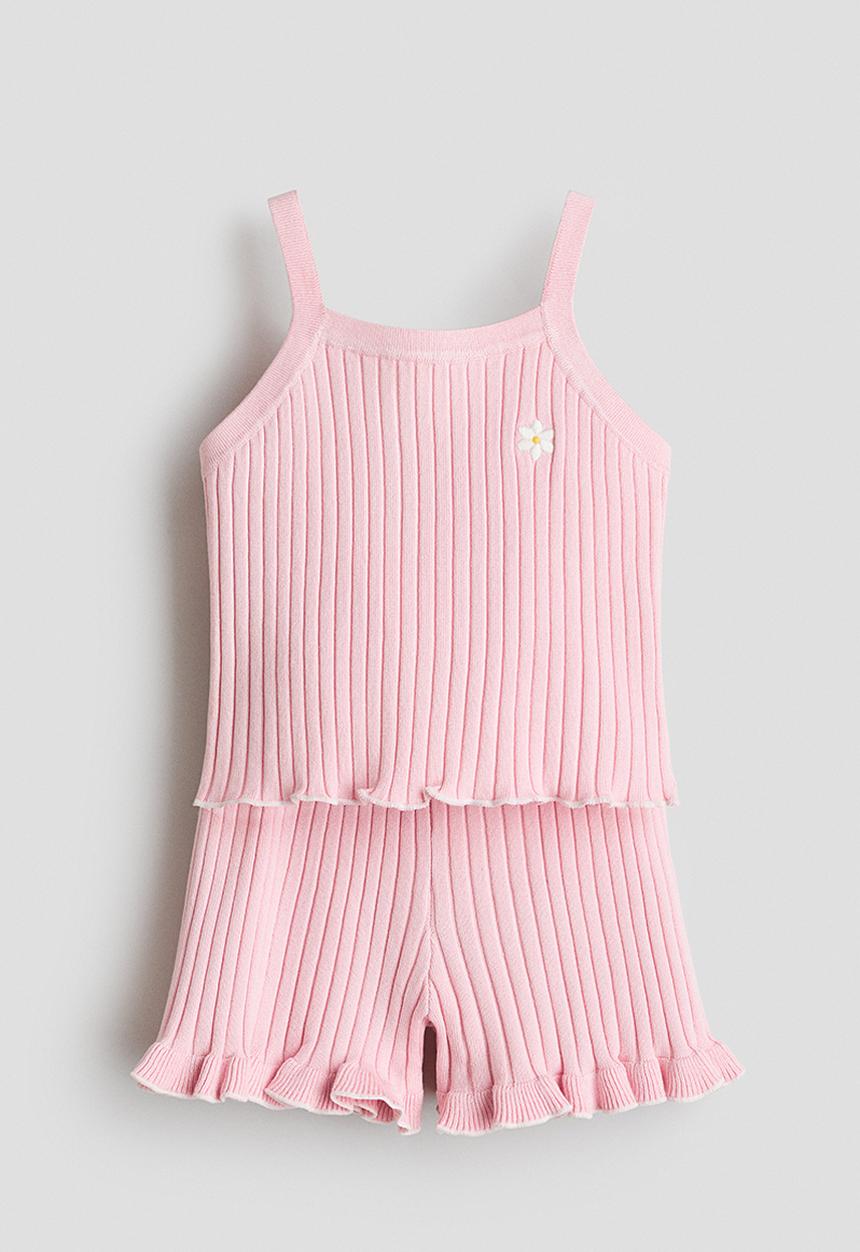 H&M - 2-Piece rib-knit set - light pink