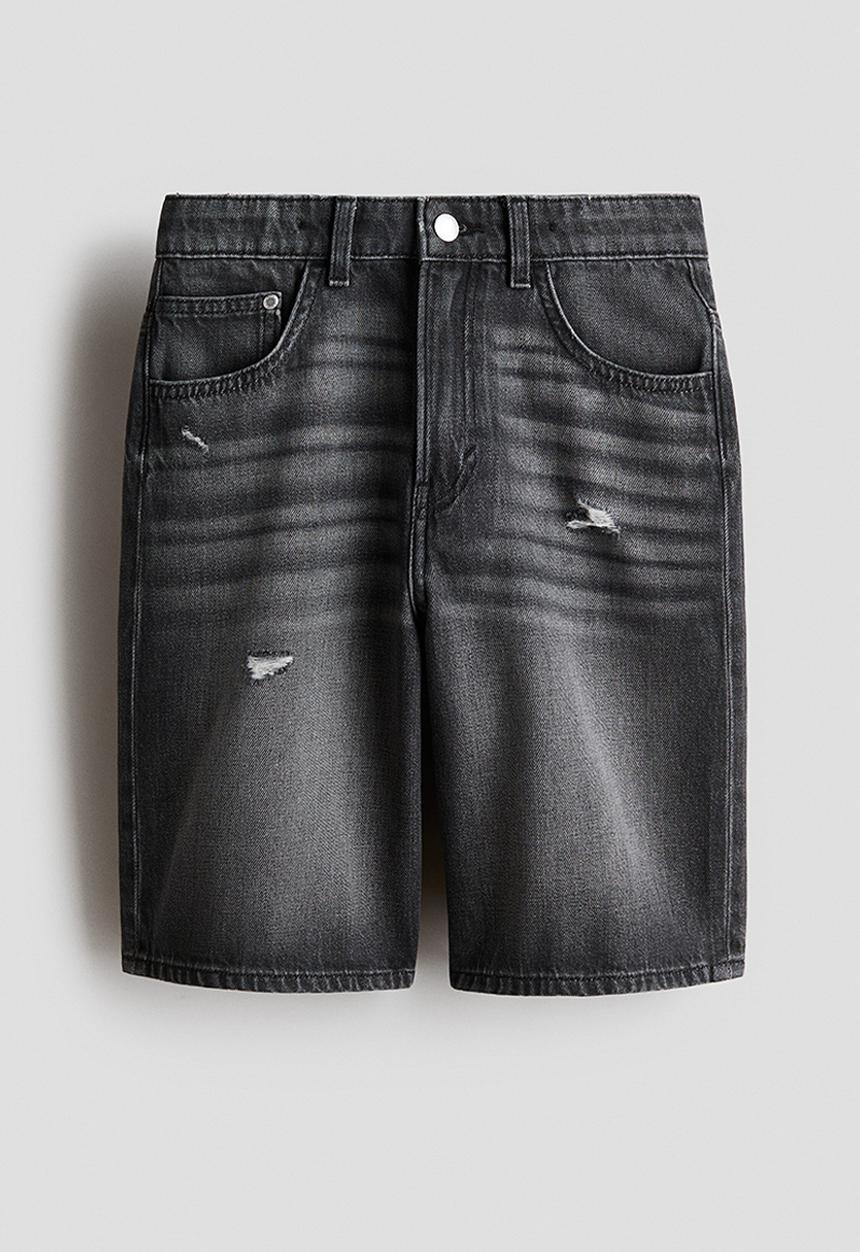 H&M - Baggy fit denim shorts - dark denim grey