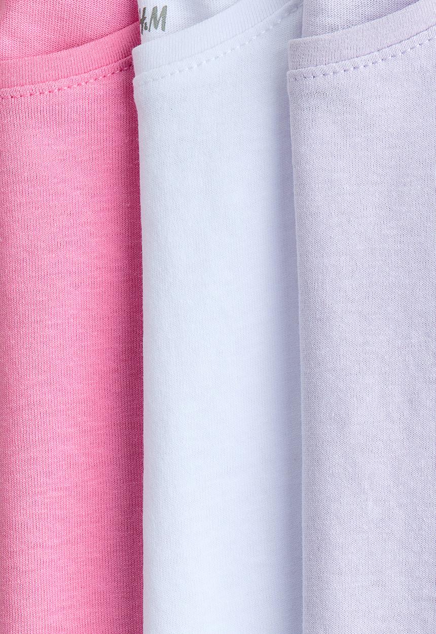 H&M - 3-Pack flutter-sleeved tops - pink/white/lilac