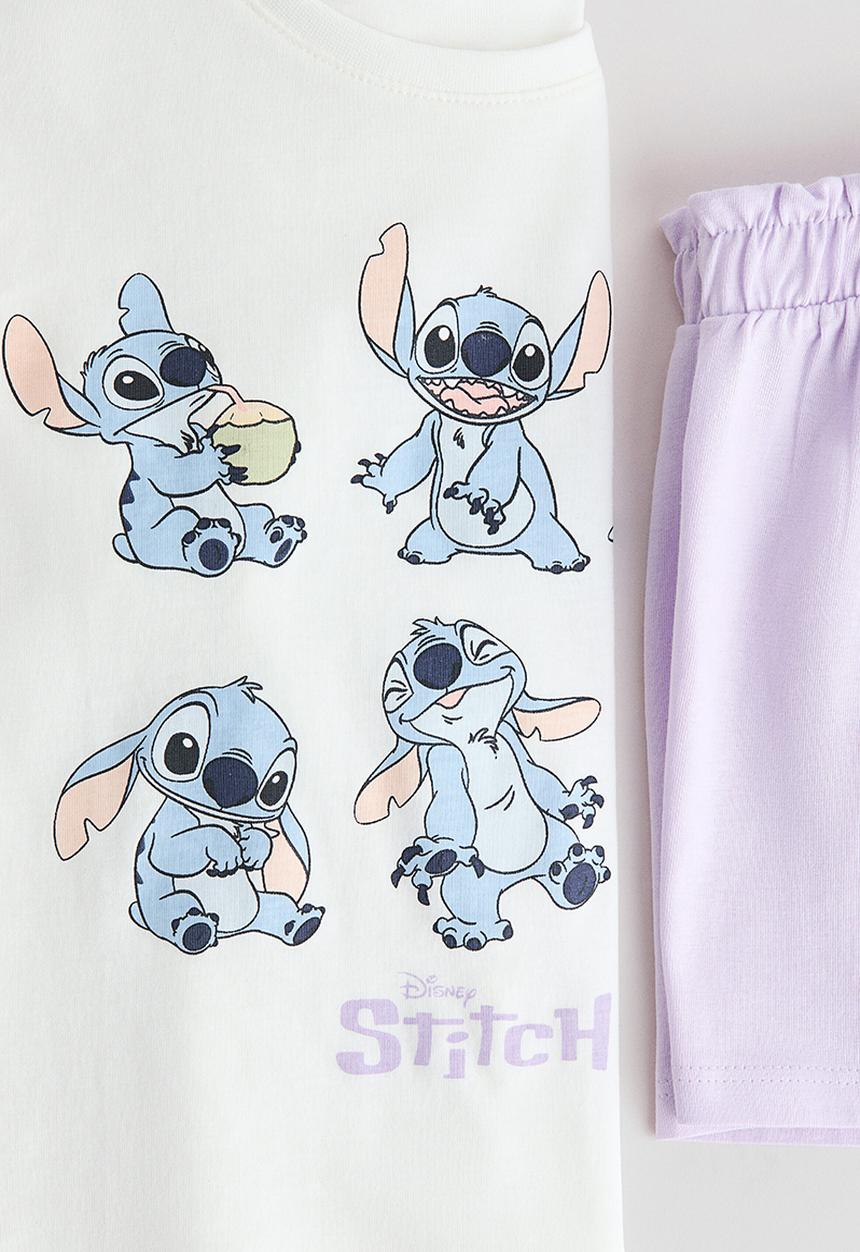 H&M - Printed cotton pyjamas - purple/lilo & stitch