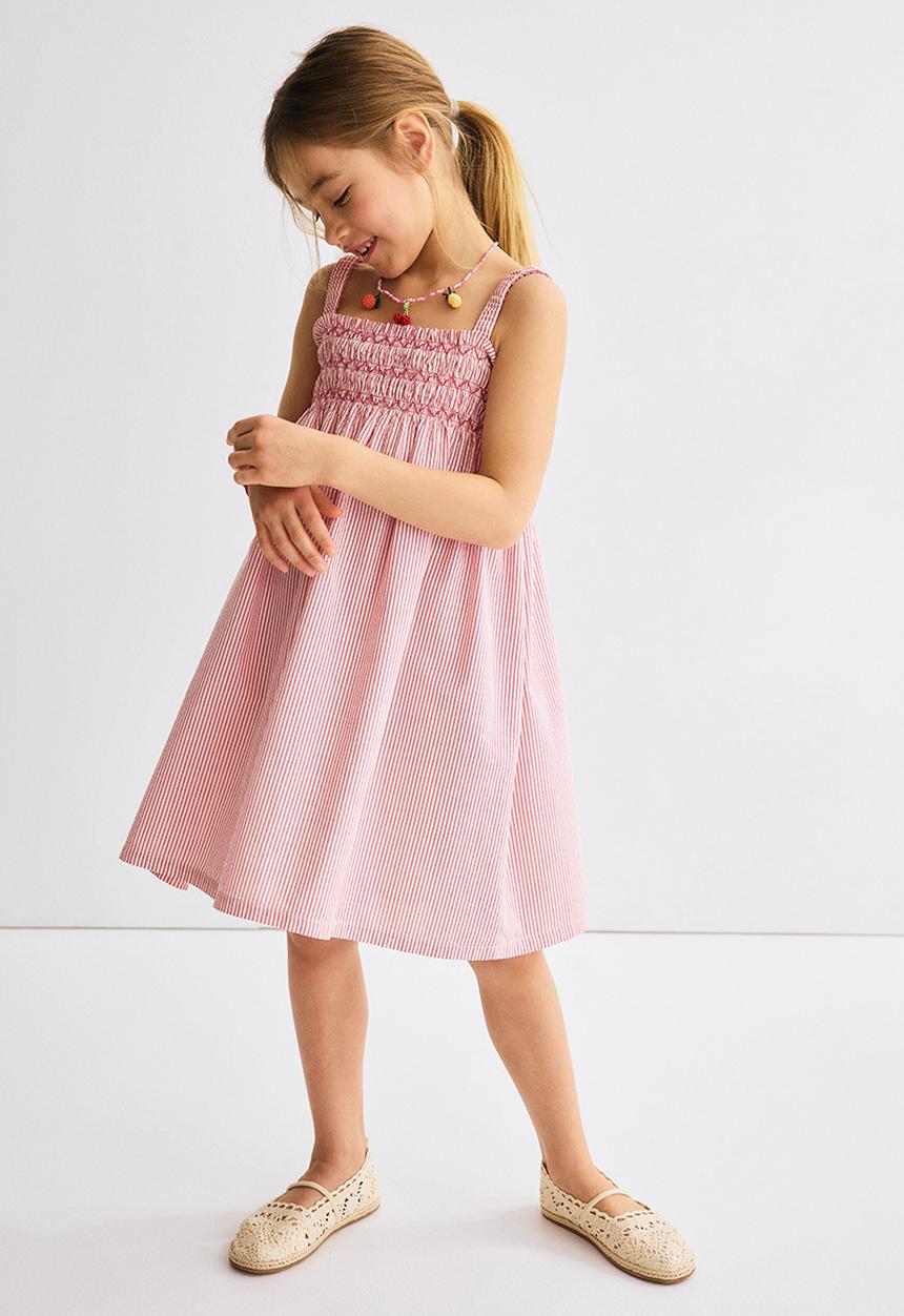 H&M - Smocked strappy dress - red/beige striped