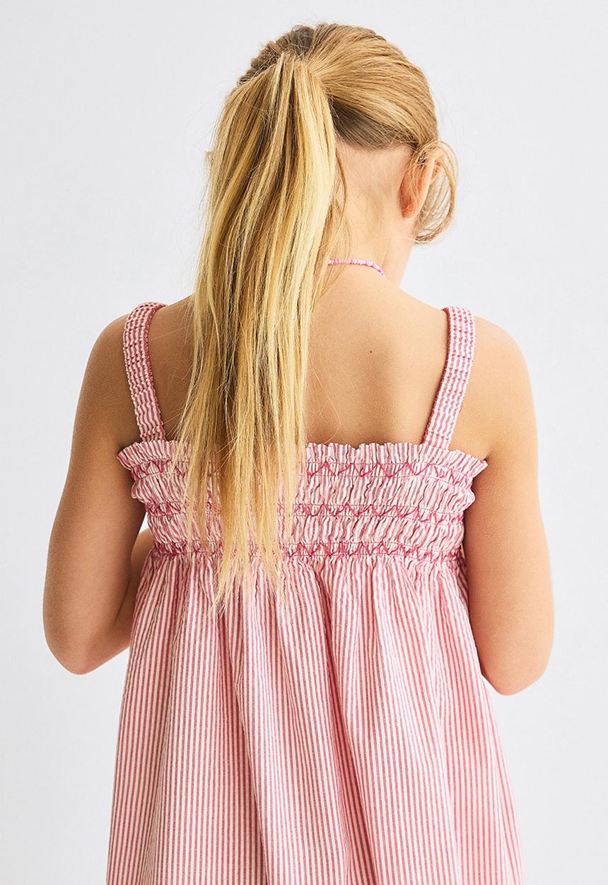 H&M - Smocked strappy dress - red/beige striped