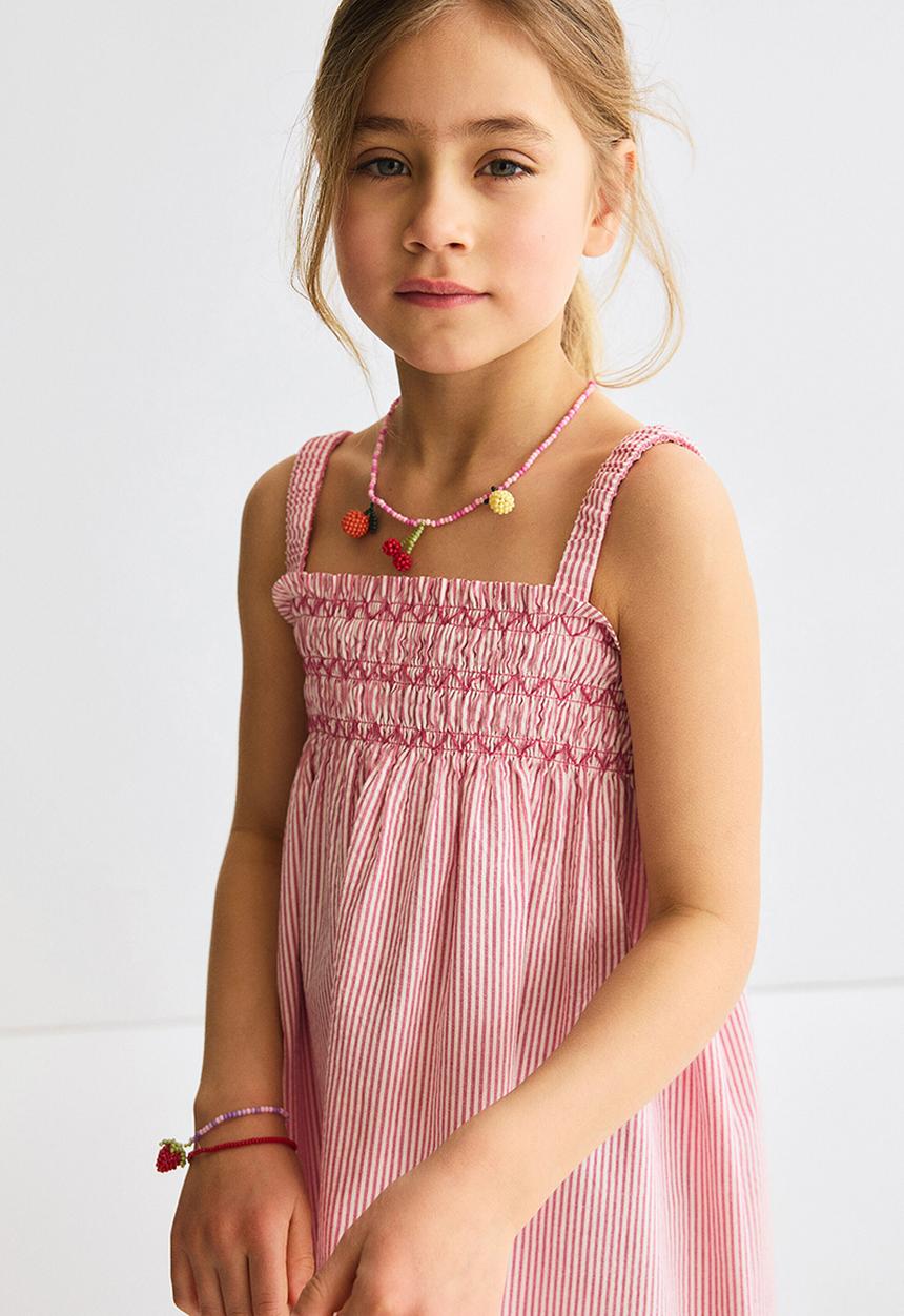 H&M - Smocked strappy dress - red/beige striped