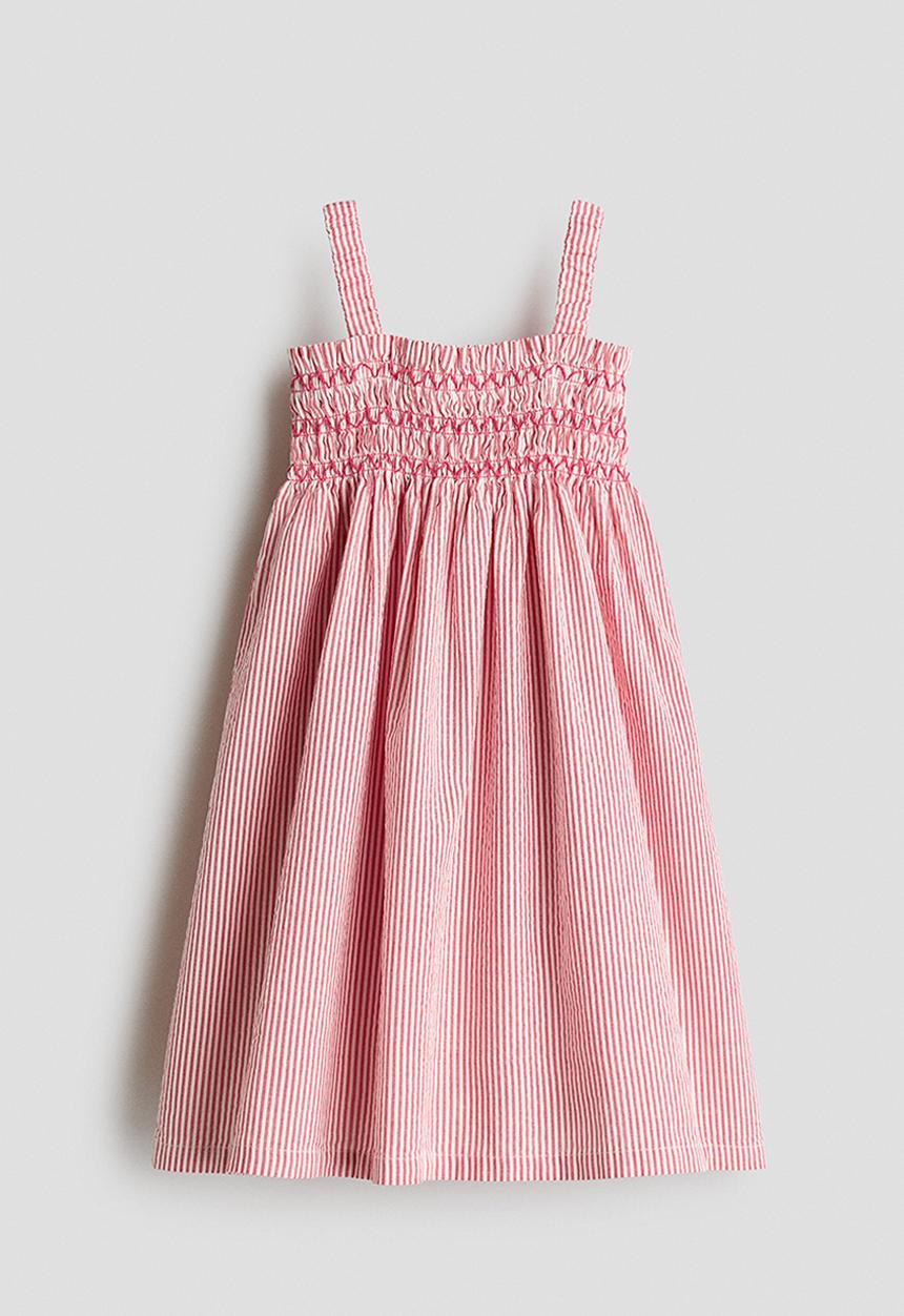 H&M - Smocked strappy dress - red/beige striped