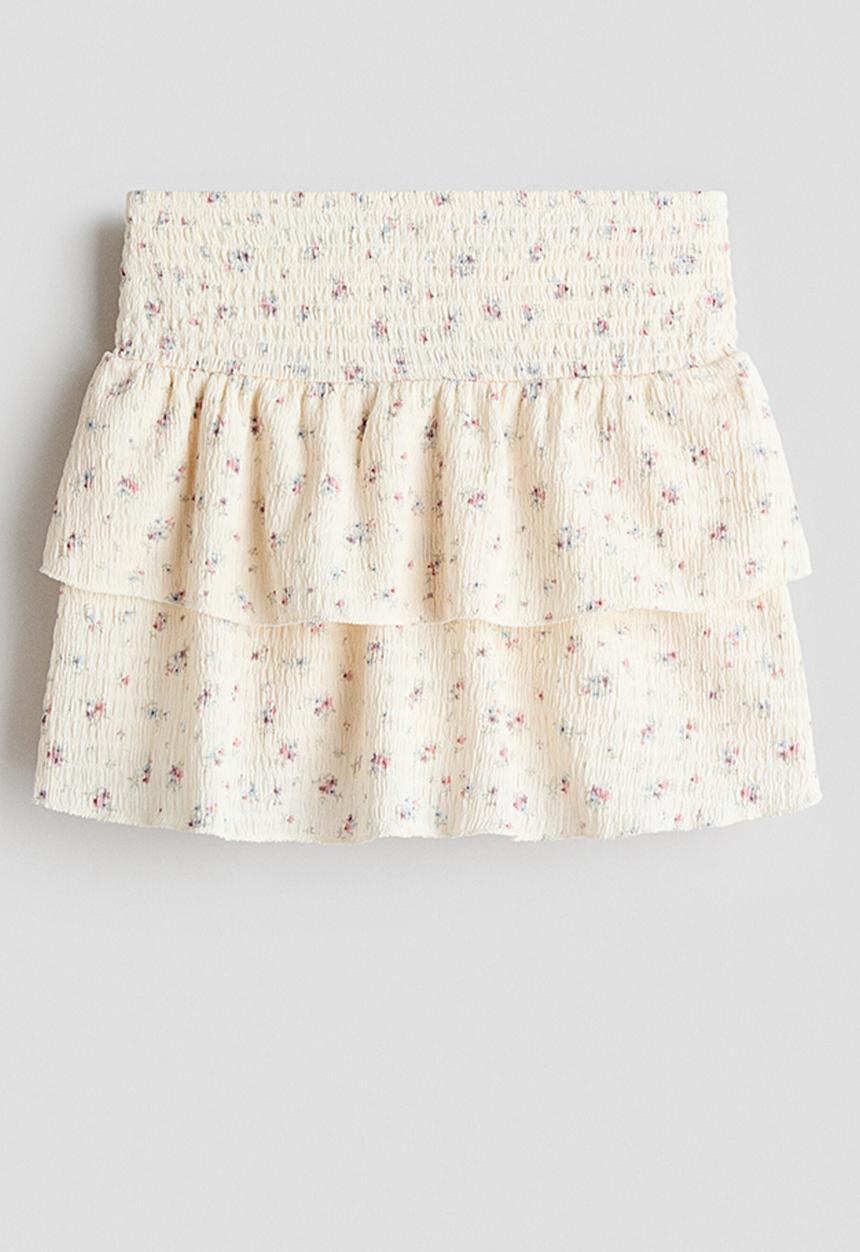 H&M - Patterned tiered skirt - cream/floral