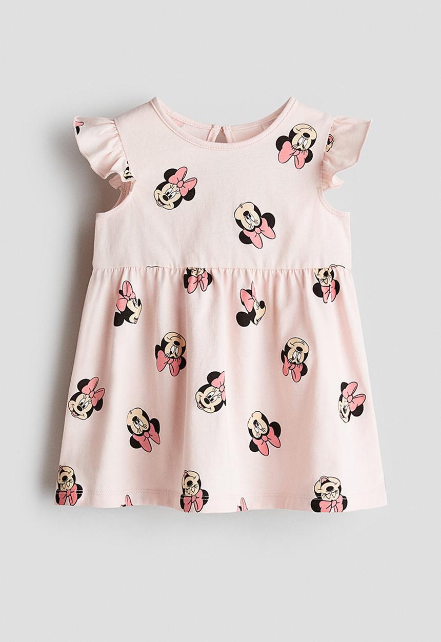 H&M - Printed cotton dress - light pink/minnie mouse