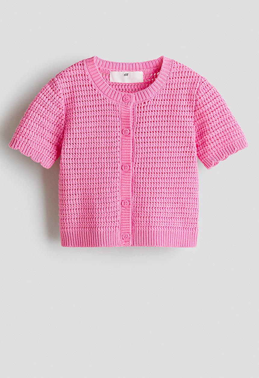 H&M - Textured-knit cardigan - pink