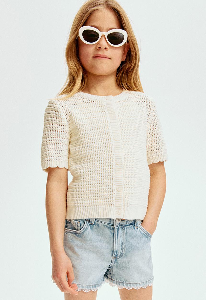 H&M - Textured-knit cardigan - cream