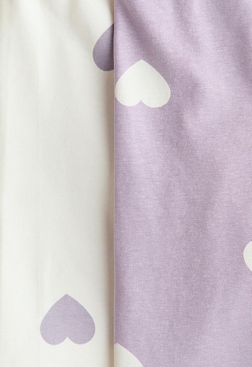 H&M - 2-pack cotton cycling shorts - white/lilac hearts