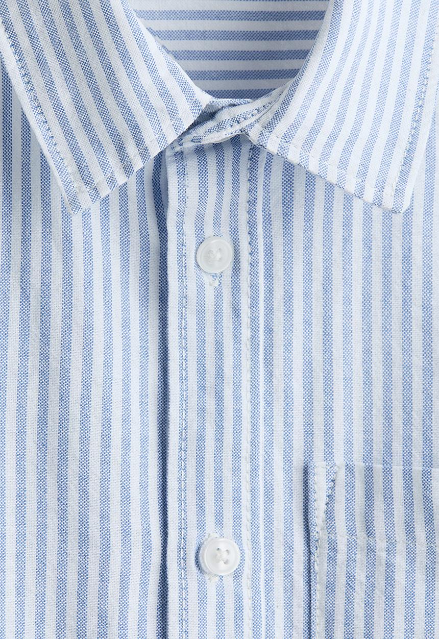 H&M - Short-sleeved cotton shirt - blue/white striped