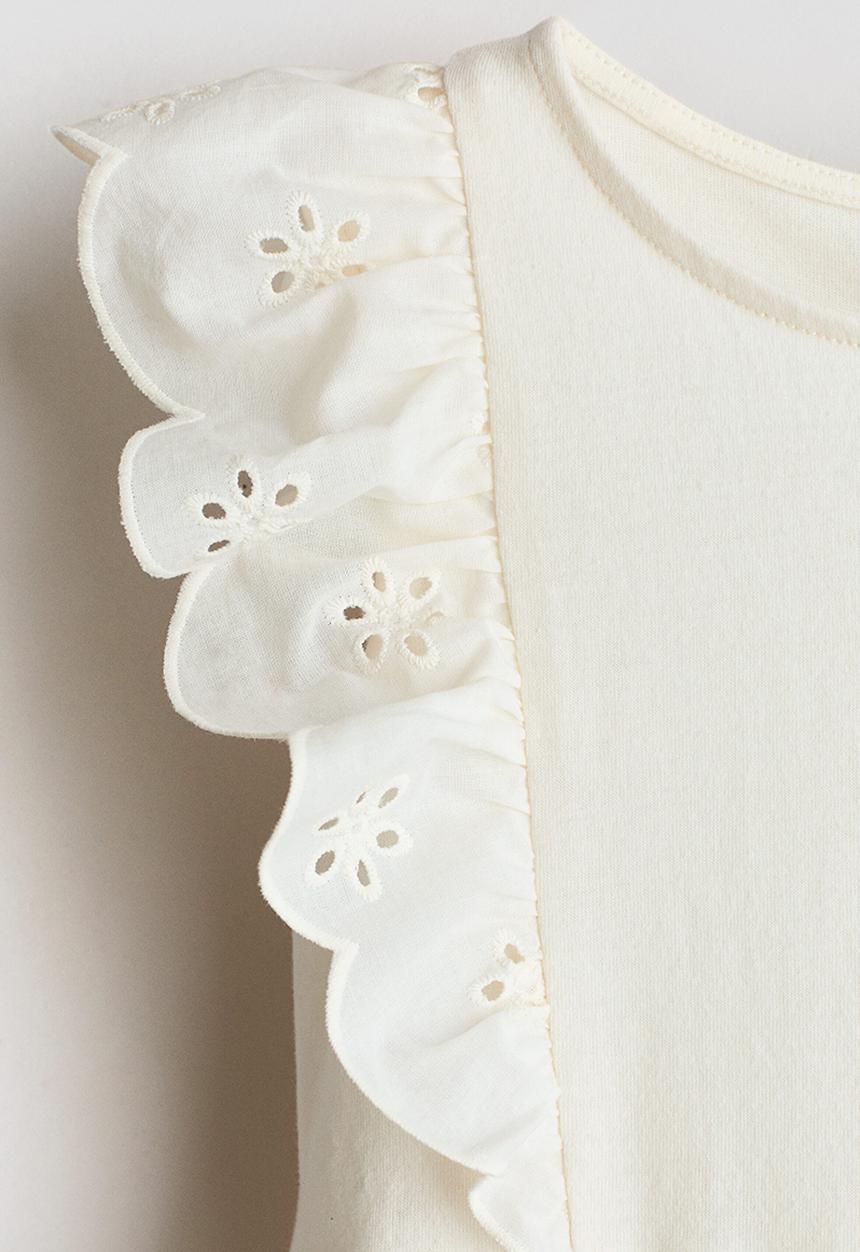 H&M - Flounce-trimmed cotton dress - cream